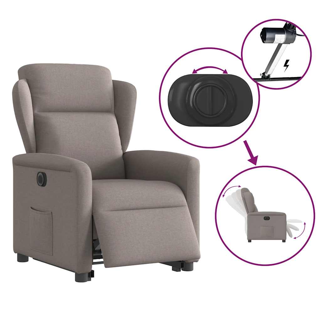 Fauteuil inclinable électrique taupe tissu - XIOS