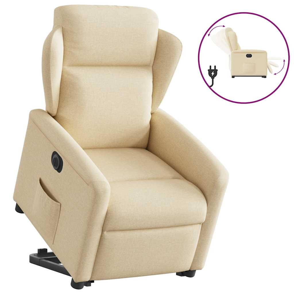 Fauteuil inclinable électrique crème tissu - XIOS