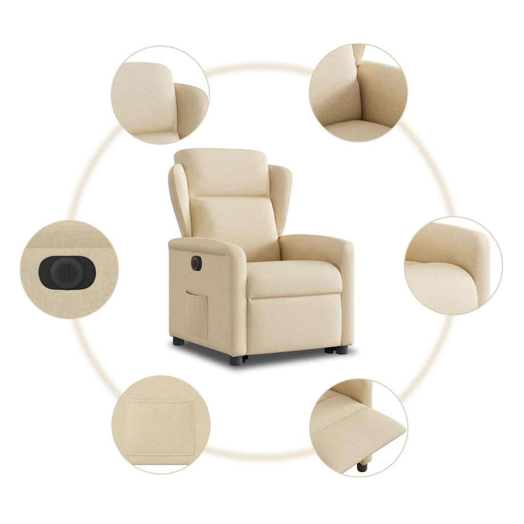 Fauteuil inclinable électrique crème tissu - XIOS