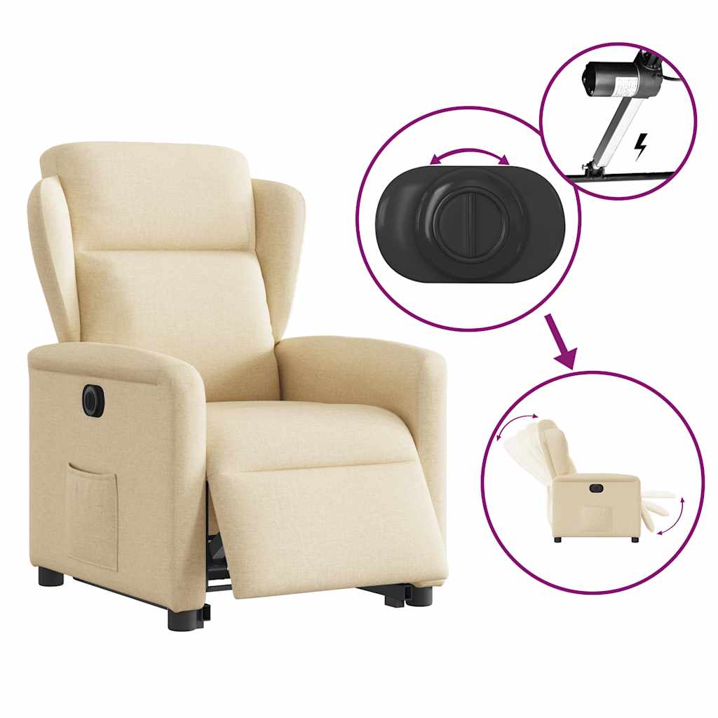 Fauteuil inclinable électrique crème tissu - XIOS