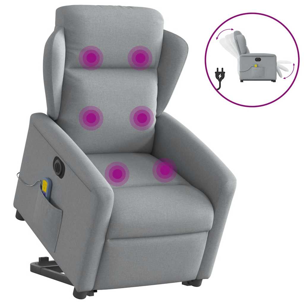 Fauteuil inclinable de massage électrique Gris clair Tissu