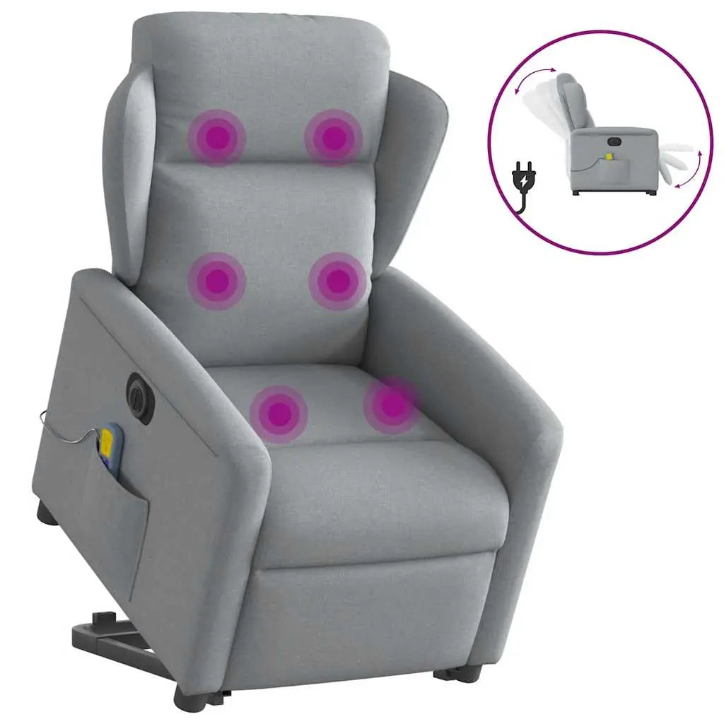 Fauteuil inclinable de massage électrique Gris clair Tissu - XIOS