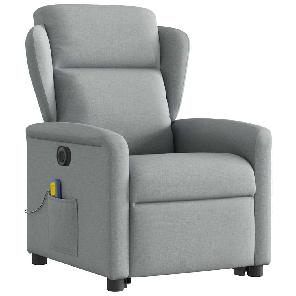 Fauteuil inclinable de massage électrique Gris clair Tissu