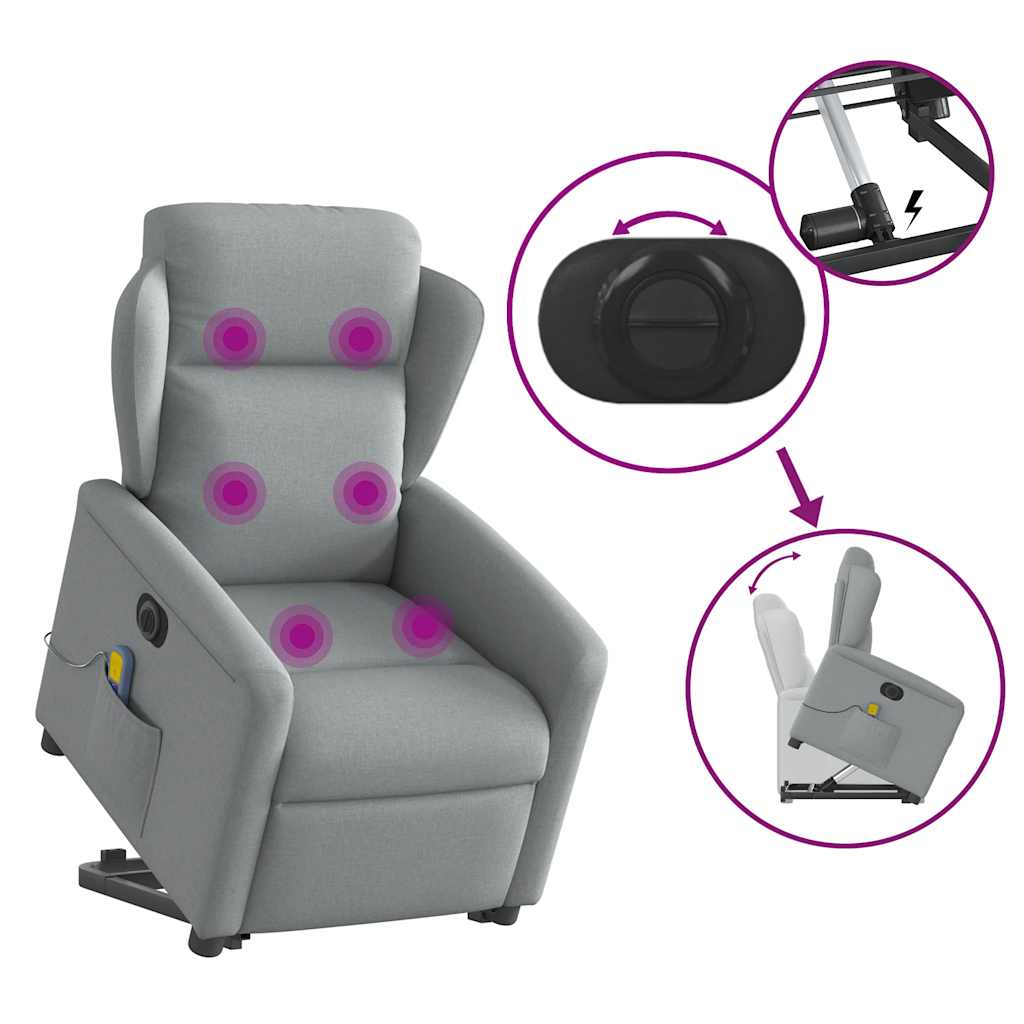 Fauteuil inclinable de massage électrique Gris clair Tissu - XIOS