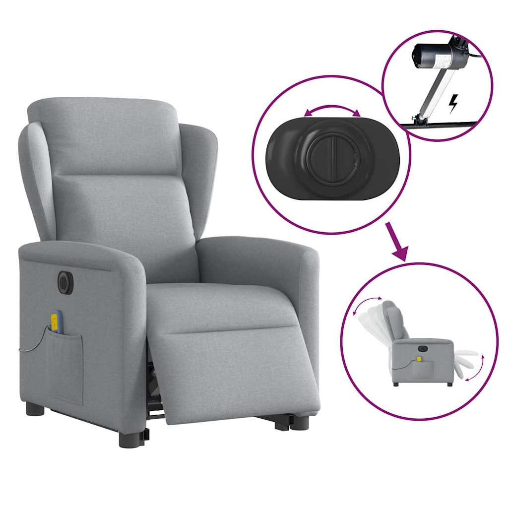 Fauteuil inclinable de massage électrique Gris clair Tissu - XIOS