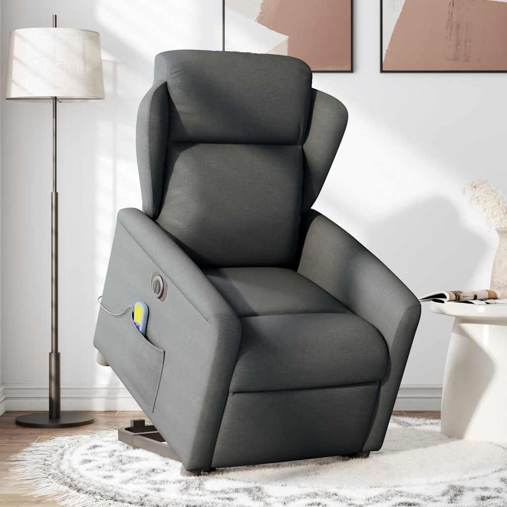 Fauteuil inclinable de massage électrique Gris foncé Tissu - XIOS