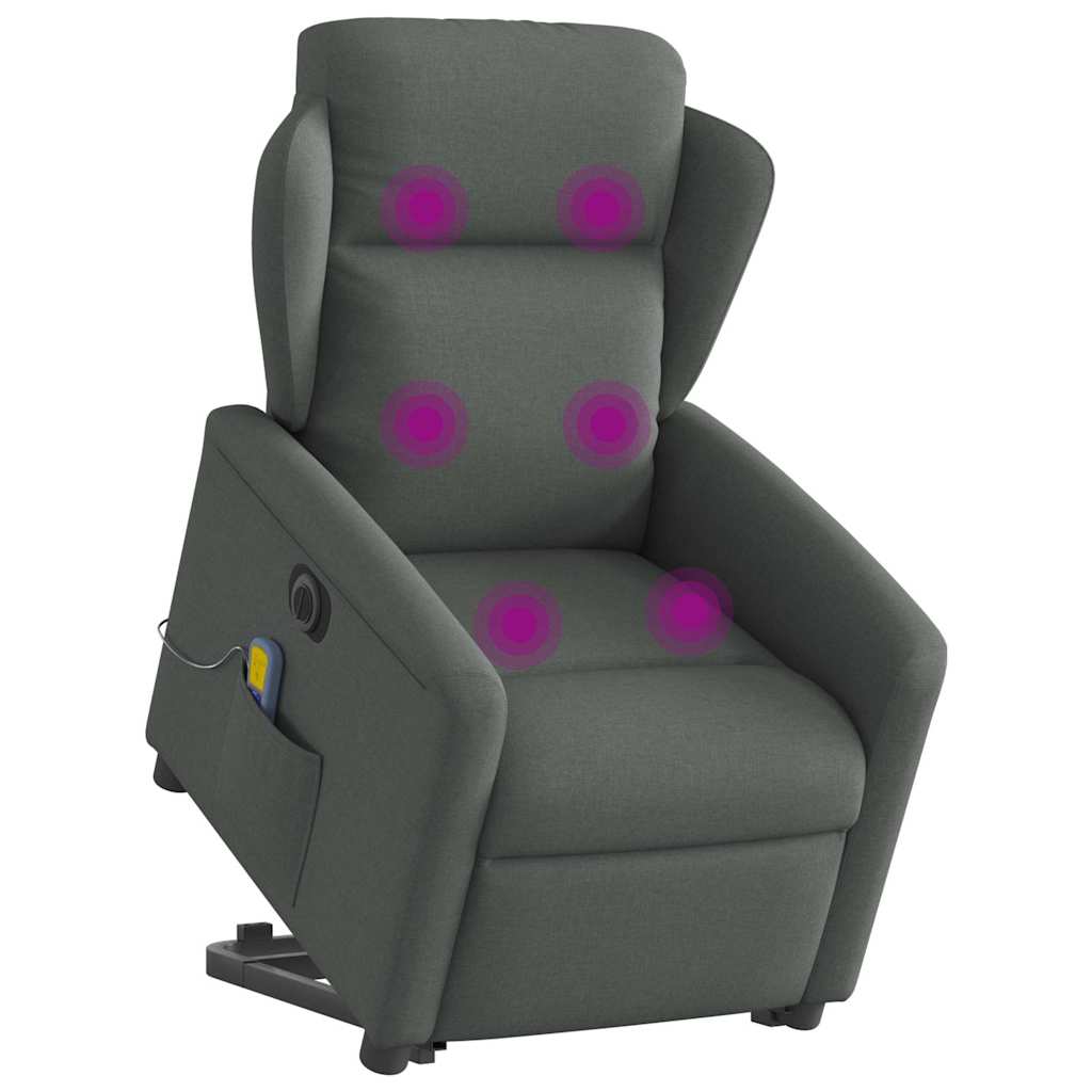 Fauteuil inclinable de massage électrique Gris foncé Tissu