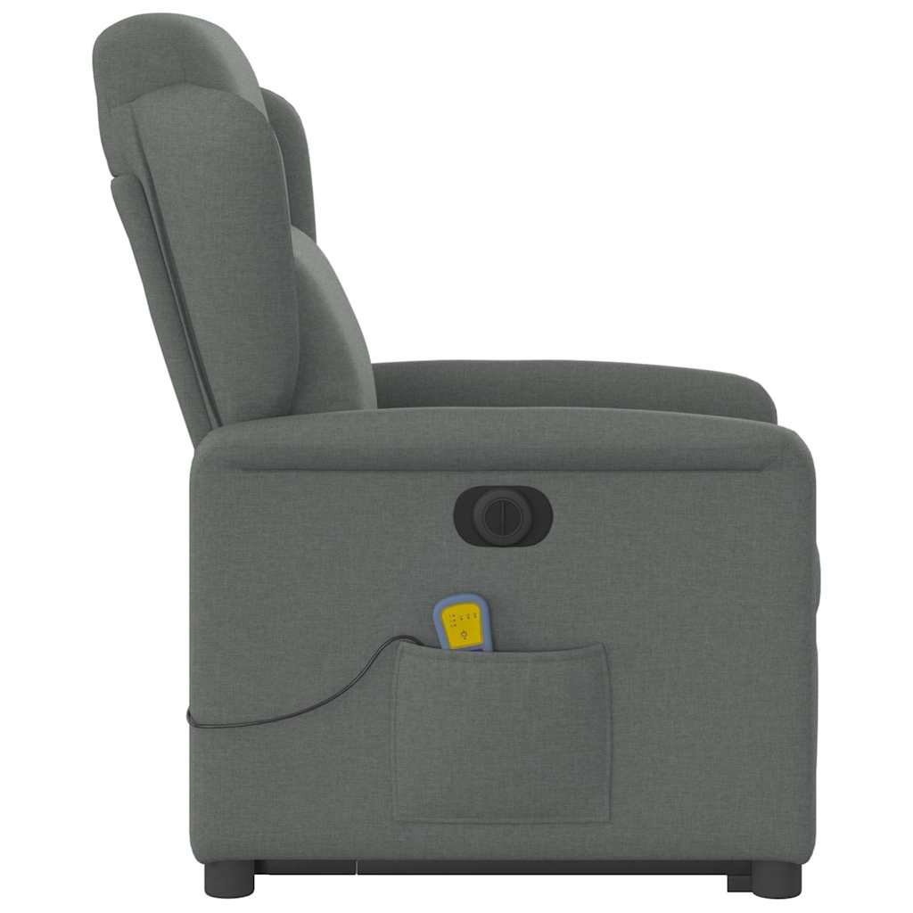 Fauteuil inclinable de massage électrique Gris foncé Tissu