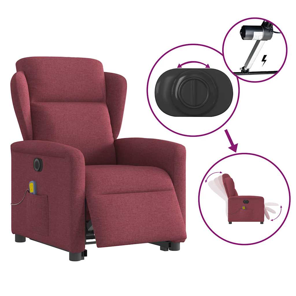 Fauteuil inclinable de massage électrique Rouge bordeaux Tissu - XIOS