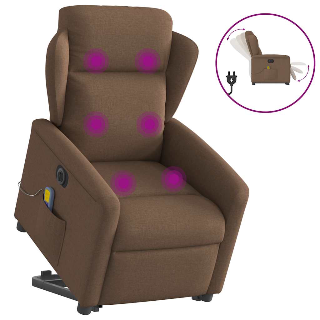 Fauteuil inclinable de massage électrique Marron Tissu - XIOS