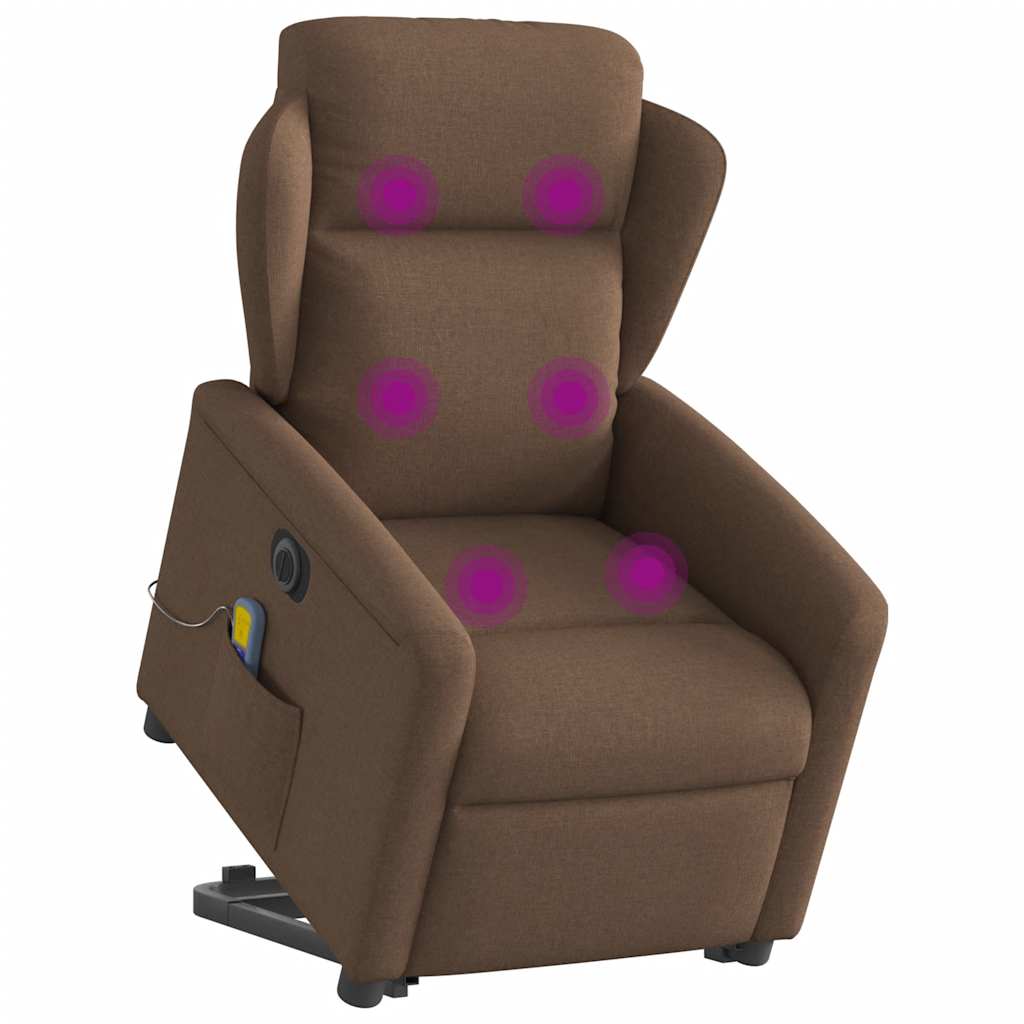Fauteuil inclinable de massage électrique Marron Tissu