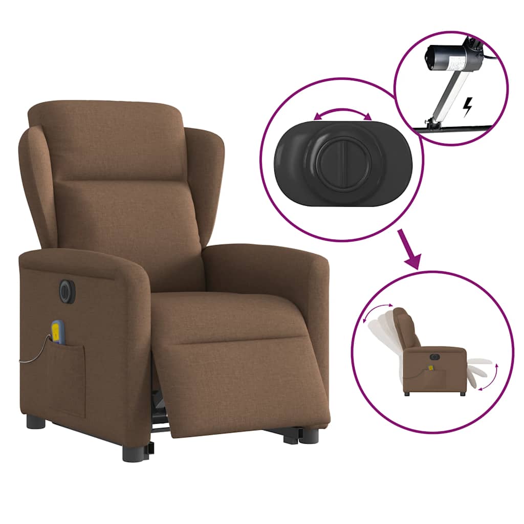 Fauteuil inclinable de massage électrique Marron Tissu - XIOS