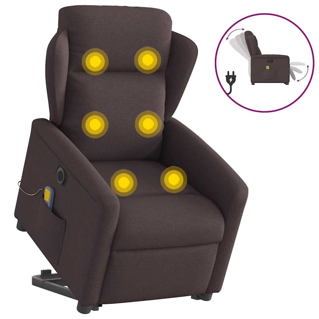 Fauteuil inclinable de massage électrique Marron foncé Tissu - XIOS
