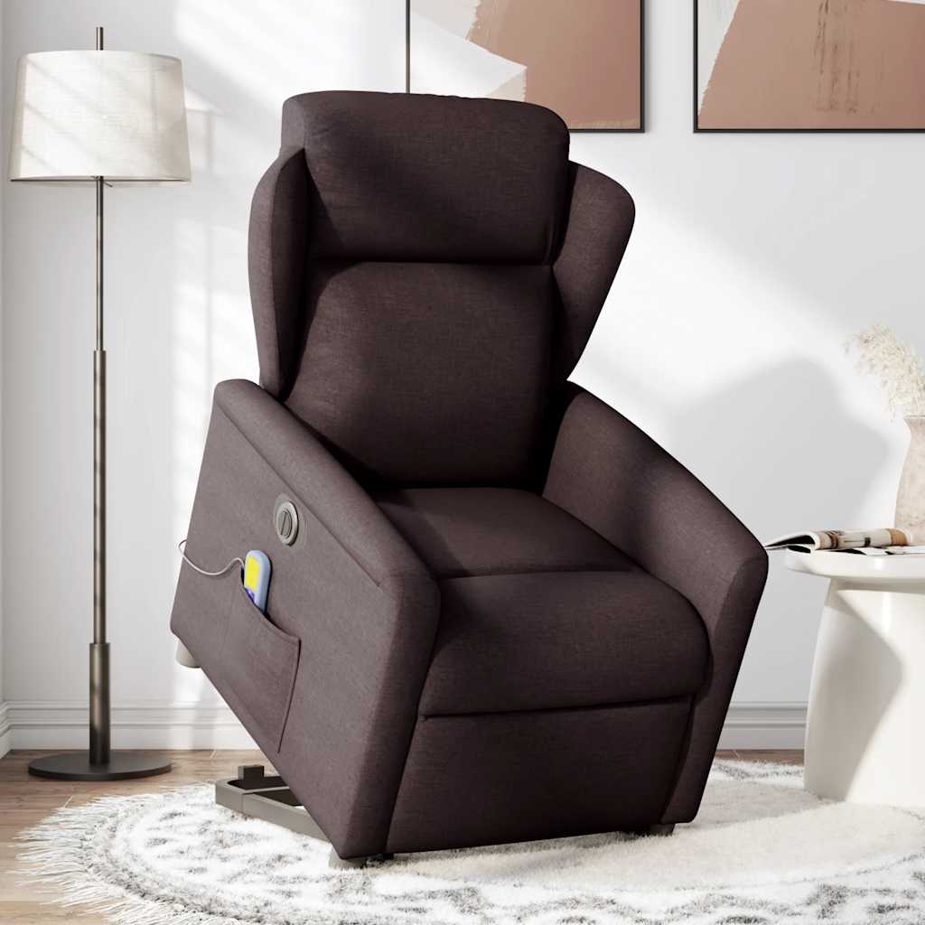 Fauteuil inclinable de massage électrique Marron foncé Tissu - XIOS