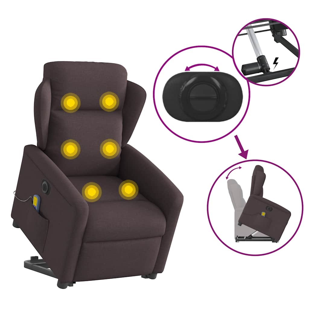 Fauteuil inclinable de massage électrique Marron foncé Tissu - XIOS