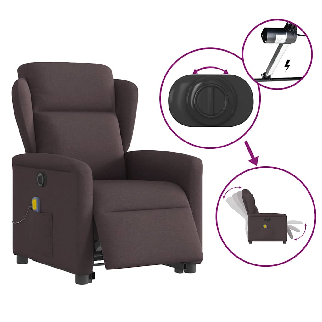 Fauteuil inclinable de massage électrique Marron foncé Tissu - XIOS