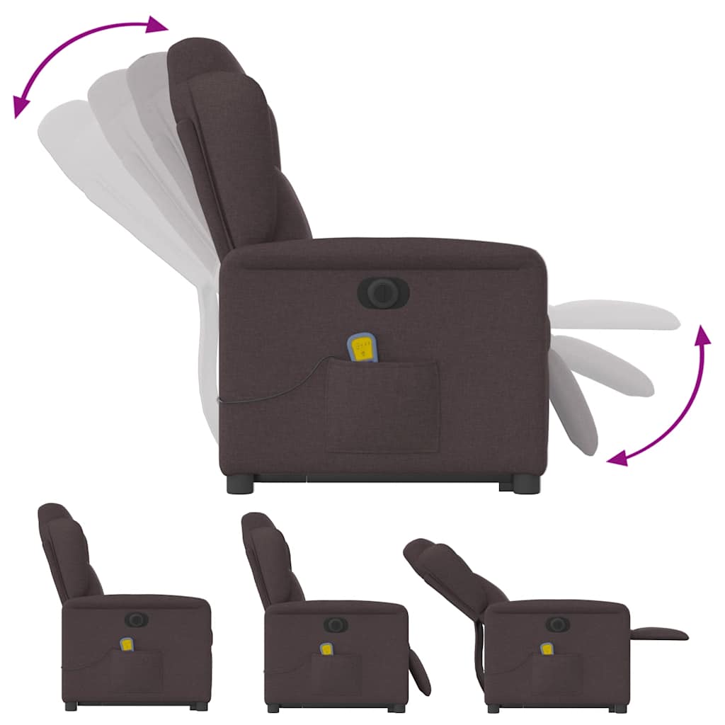 Fauteuil inclinable de massage électrique Marron foncé Tissu - XIOS