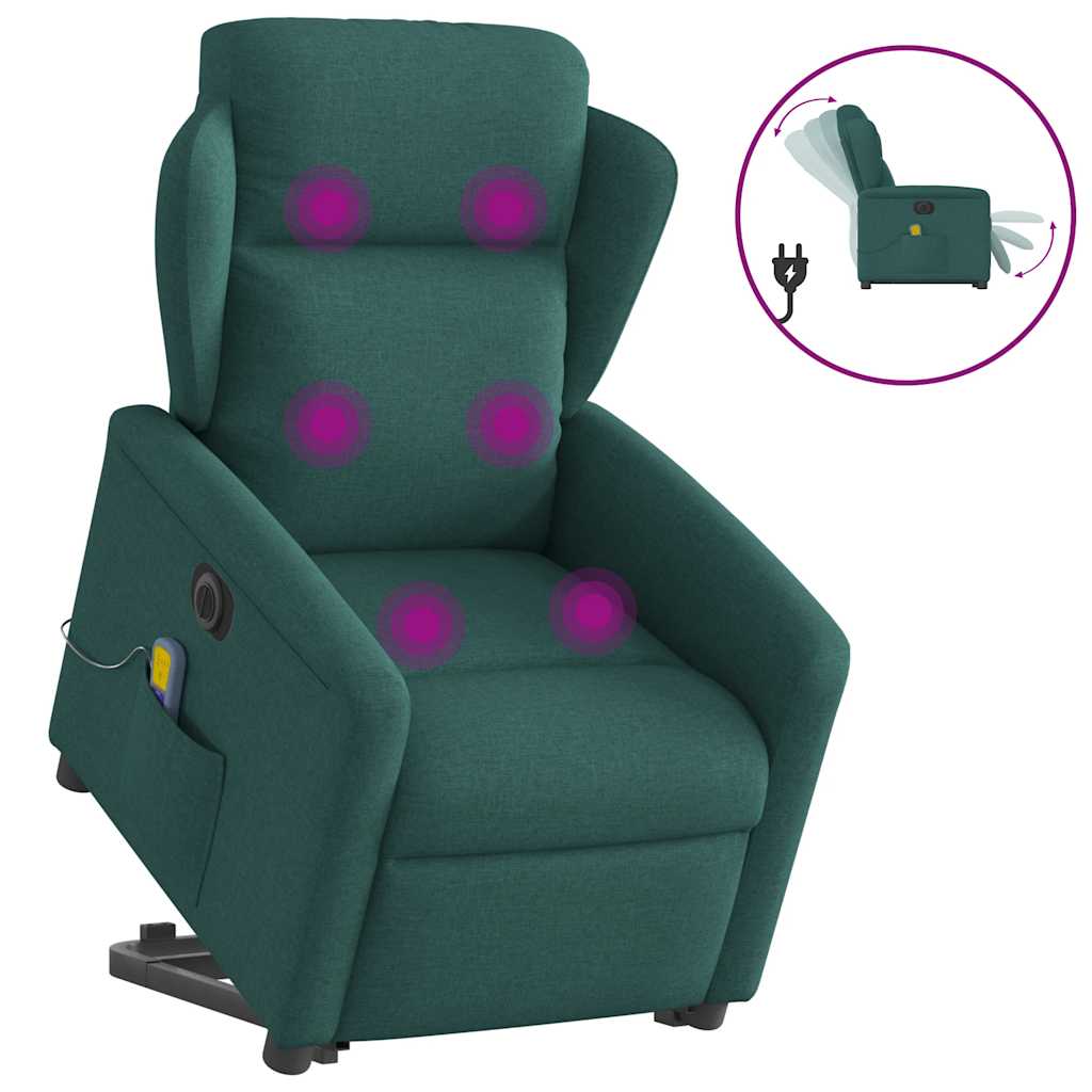 Fauteuil inclinable de massage électrique Vert foncé Tissu - XIOS