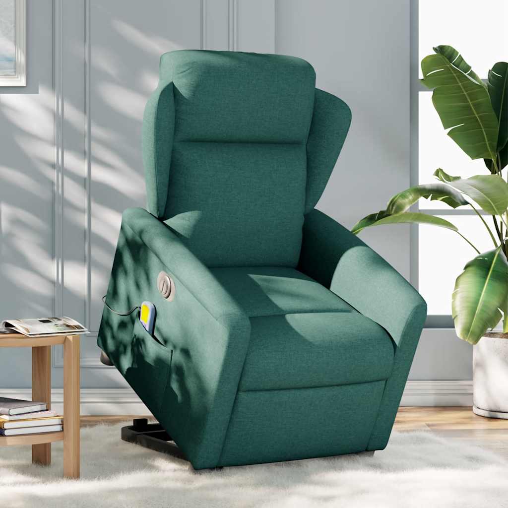 Fauteuil inclinable de massage électrique Vert foncé Tissu