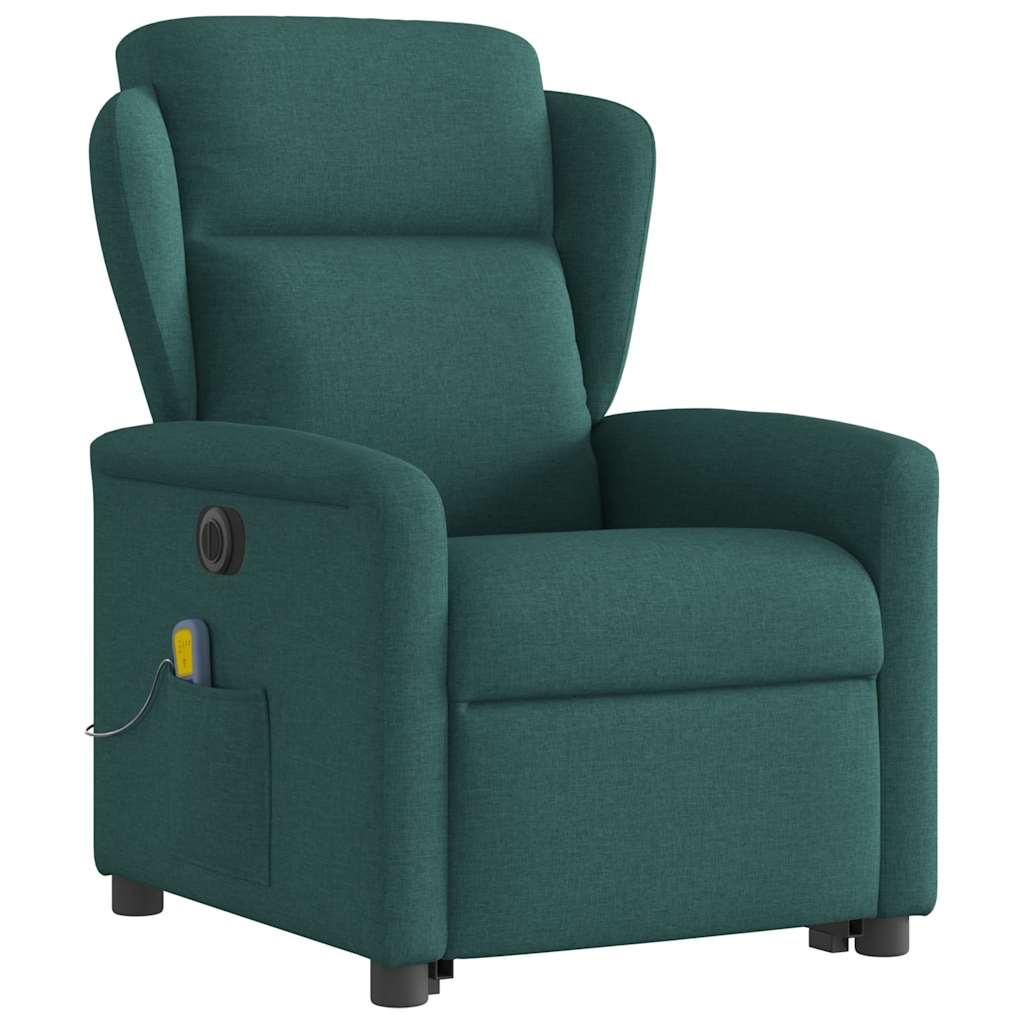 Fauteuil inclinable de massage électrique Vert foncé Tissu