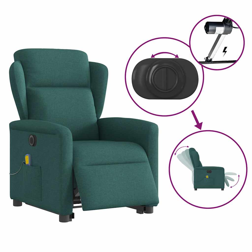 Fauteuil inclinable de massage électrique Vert foncé Tissu - XIOS