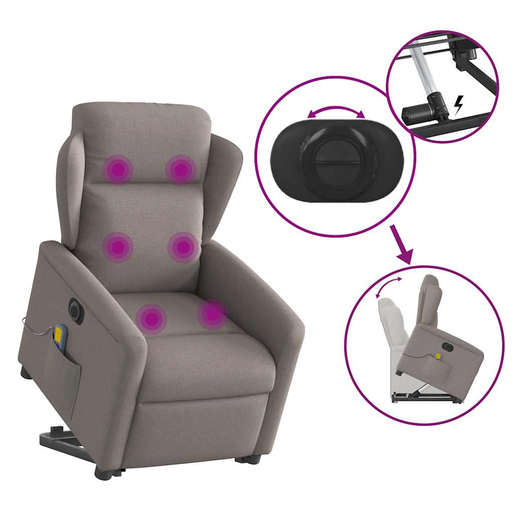 Fauteuil inclinable de massage électrique Taupe Tissu - XIOS