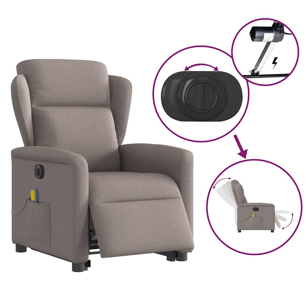 Fauteuil inclinable de massage électrique Taupe Tissu - XIOS
