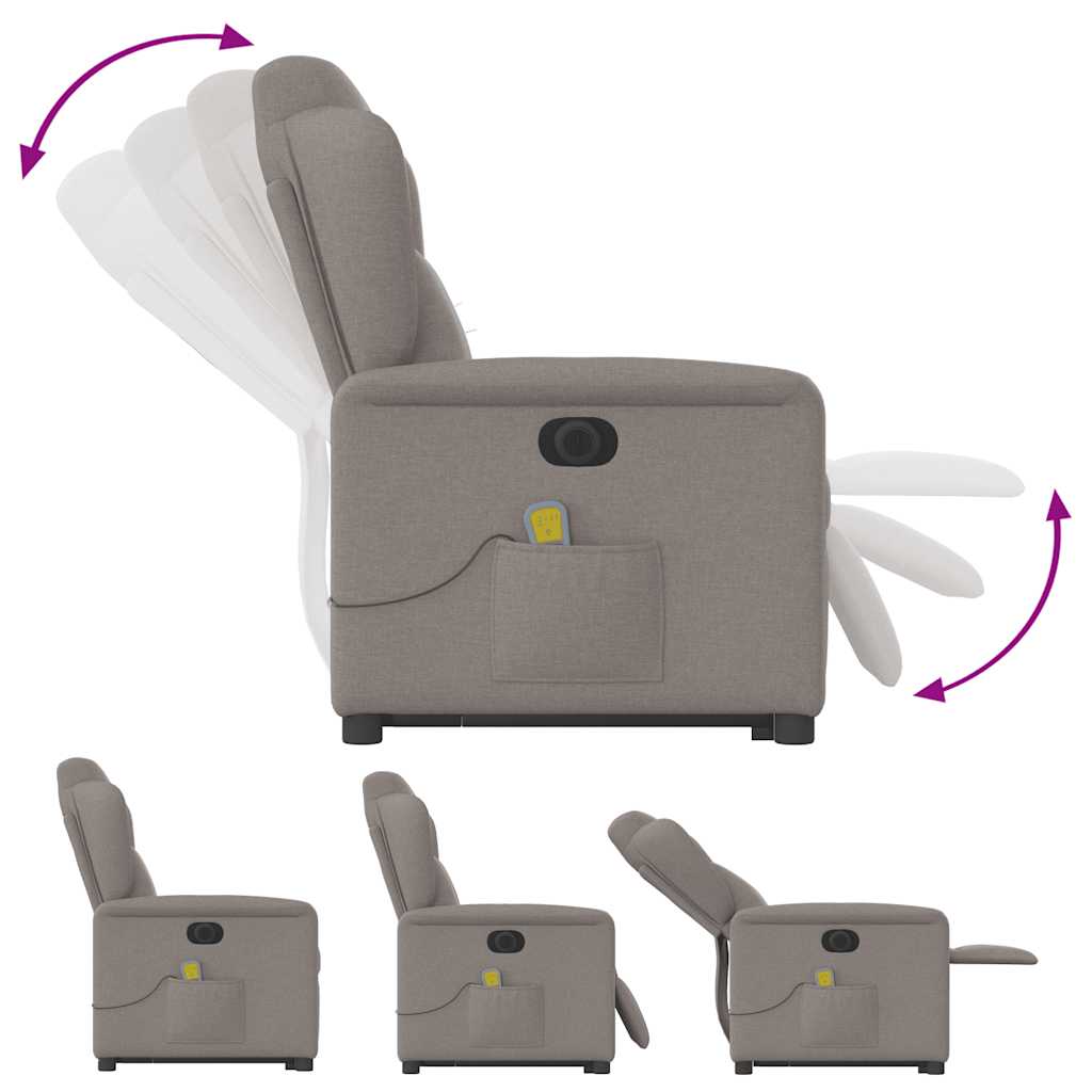 Fauteuil inclinable de massage électrique Taupe Tissu - XIOS