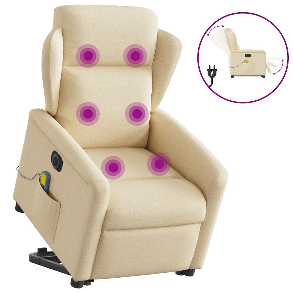Fauteuil inclinable de massage électrique Crème Tissu - XIOS