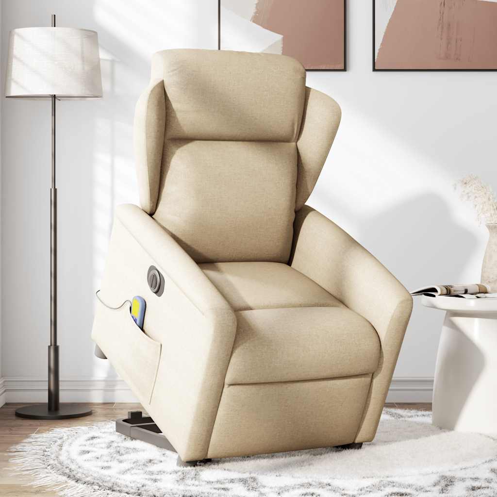 Fauteuil inclinable de massage électrique Crème Tissu - XIOS