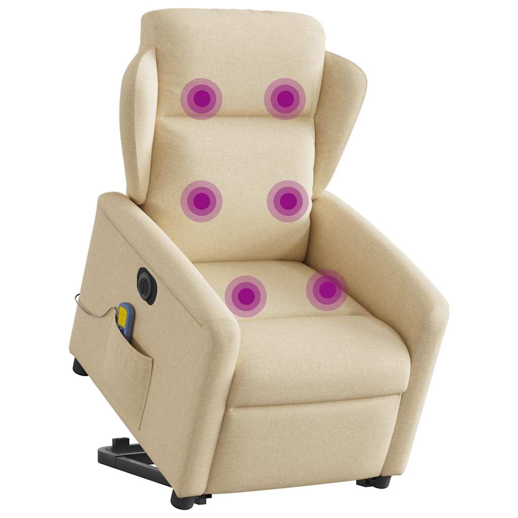 Fauteuil inclinable de massage électrique Crème Tissu