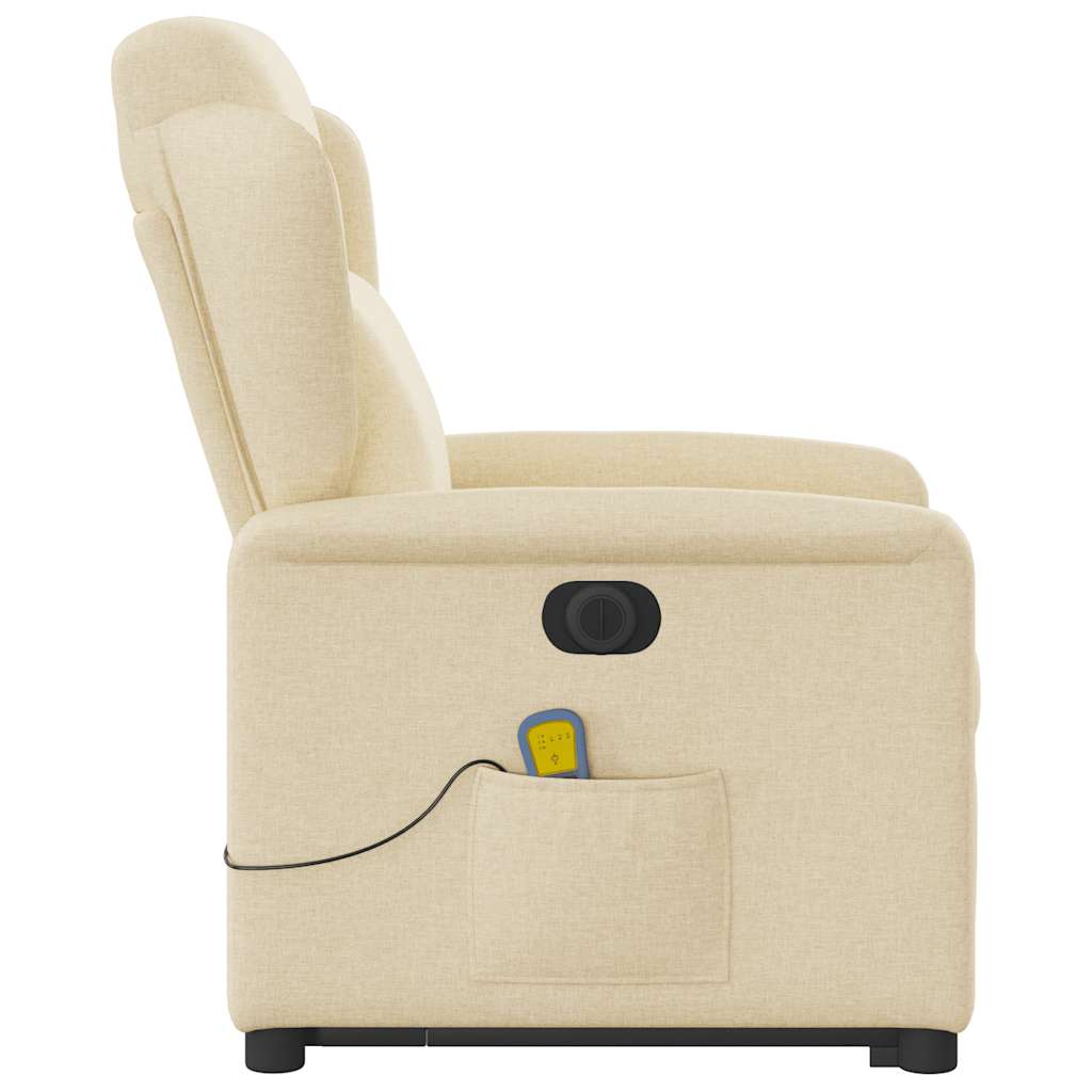 Fauteuil inclinable de massage électrique Crème Tissu