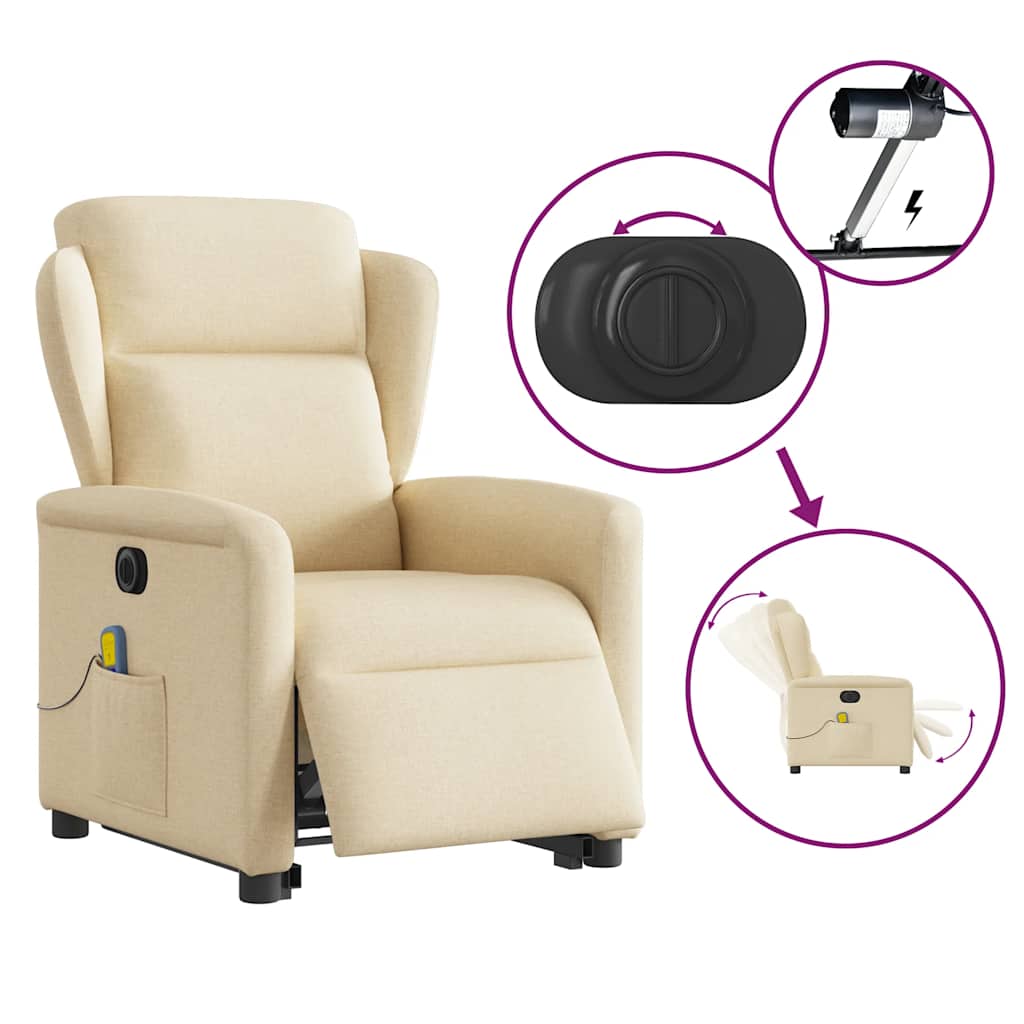 Fauteuil inclinable de massage électrique Crème Tissu - XIOS