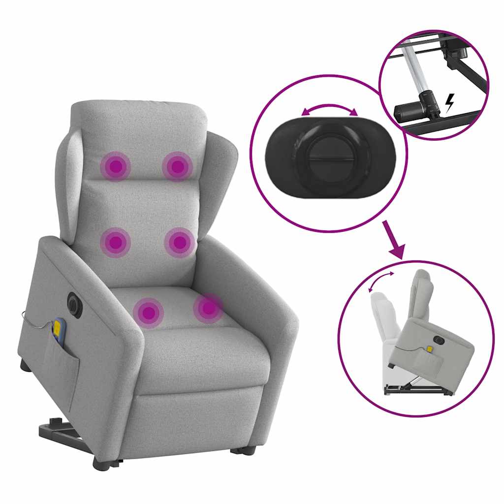 Fauteuil inclinable de massage électrique gris nuage tissu - XIOS