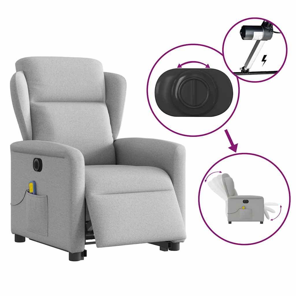 Fauteuil inclinable de massage électrique gris nuage tissu - XIOS