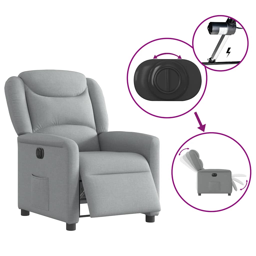 Fauteuil inclinable électrique Gris clair Tissu - XIOS