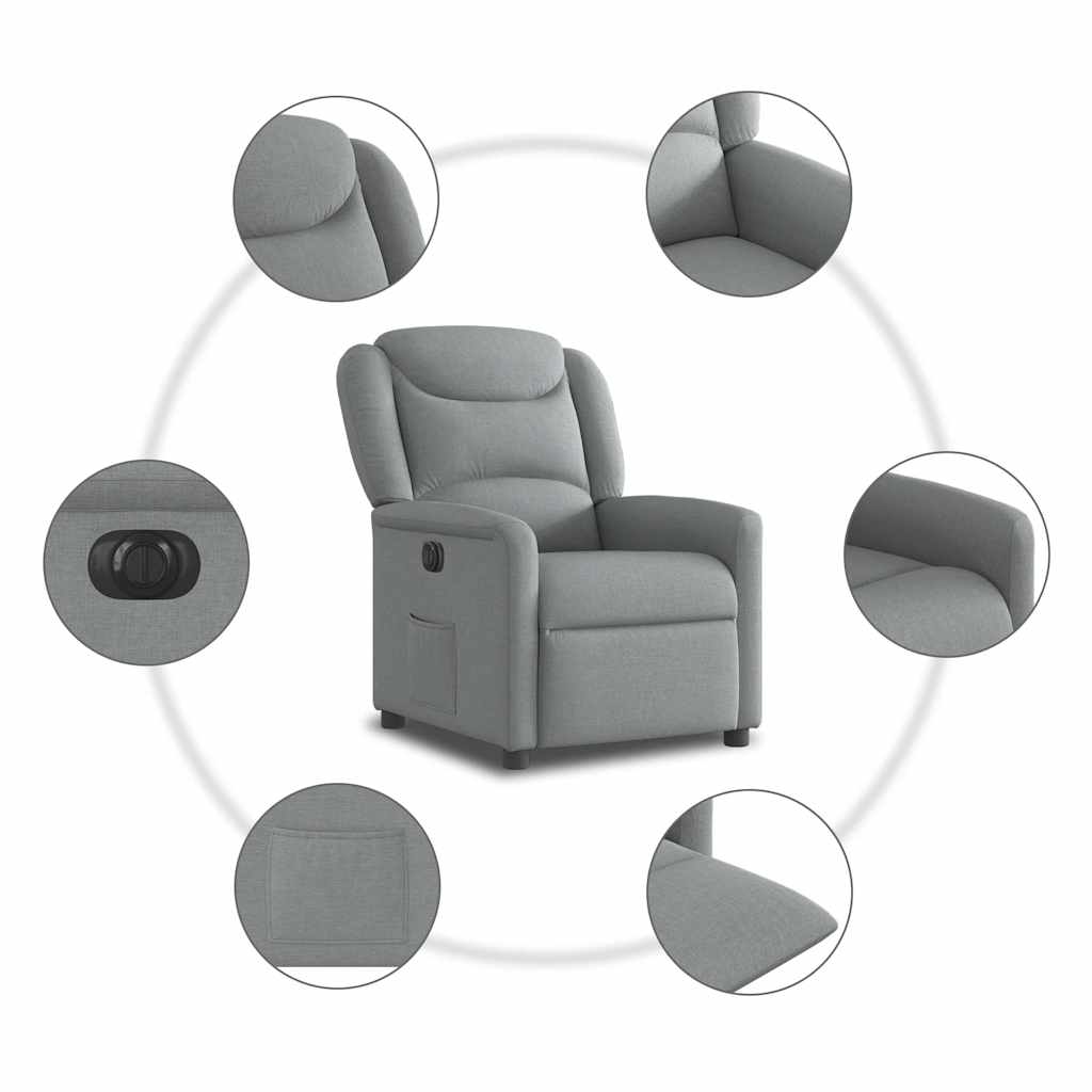 Fauteuil inclinable électrique Gris clair Tissu - XIOS