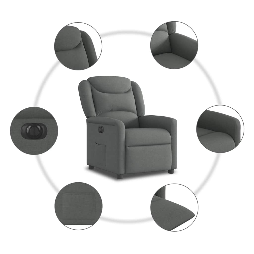 Fauteuil inclinable électrique Gris foncé Tissu - XIOS