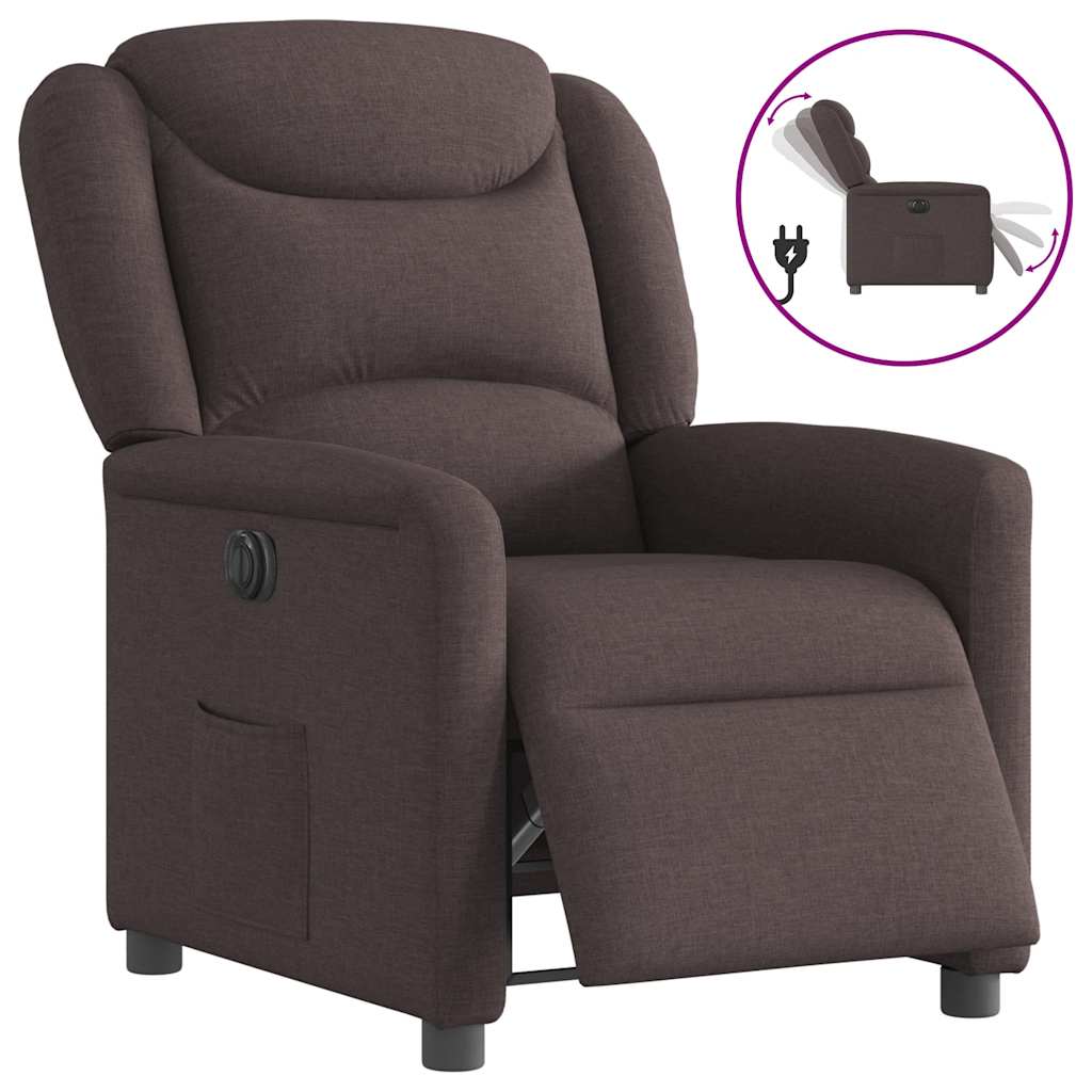 Fauteuil inclinable électrique Marron foncé Tissu - XIOS