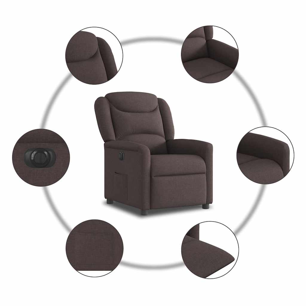 Fauteuil inclinable électrique Marron foncé Tissu - XIOS