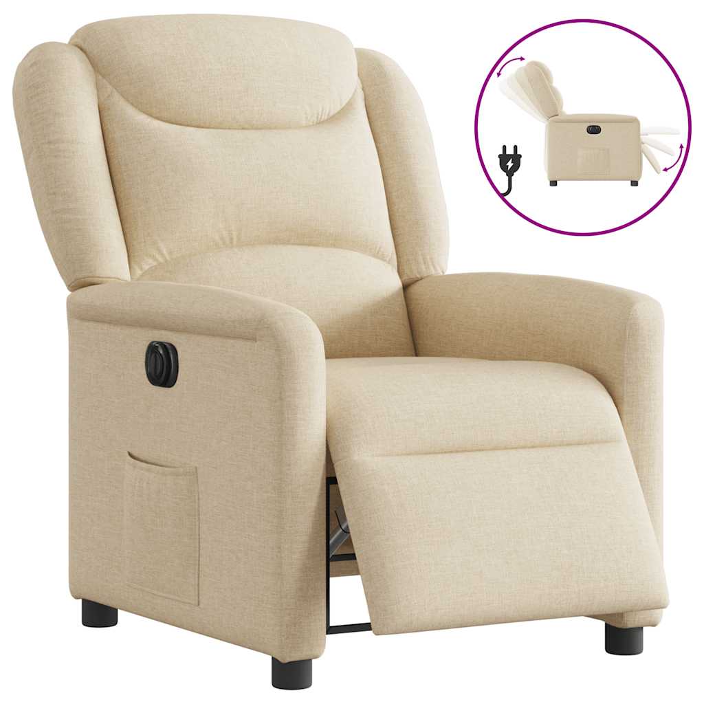 Fauteuil inclinable électrique Crème Tissu - XIOS