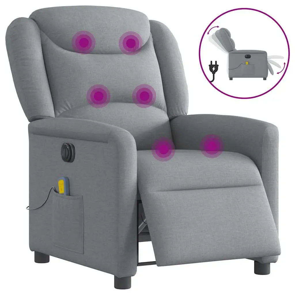Fauteuil de massage inclinable électrique gris clair tissu - XIOS