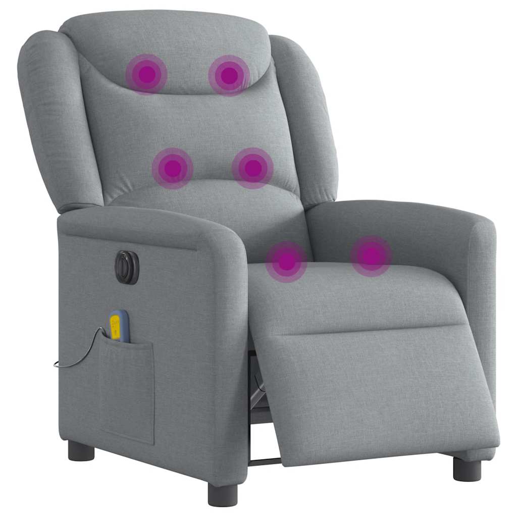 Fauteuil de massage inclinable électrique gris clair tissu - XIOS