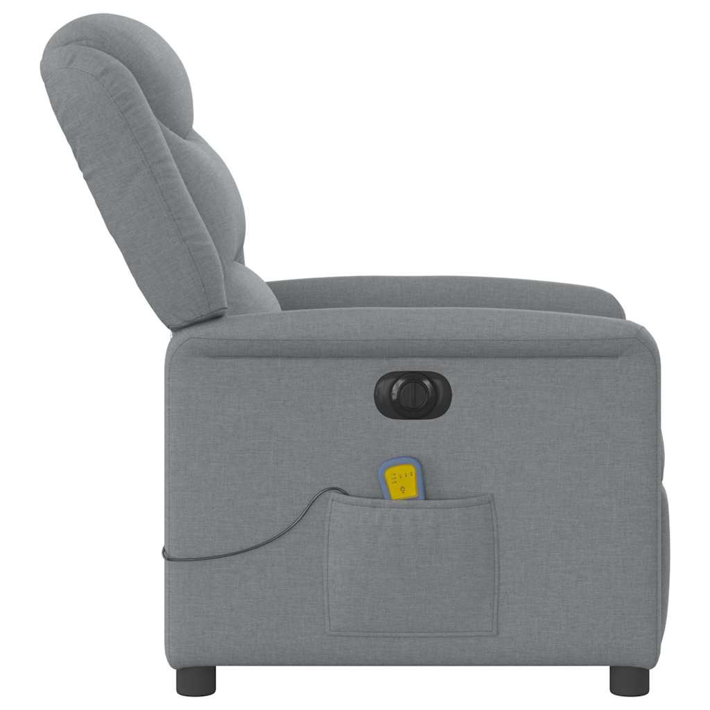 Fauteuil de massage inclinable électrique gris clair tissu