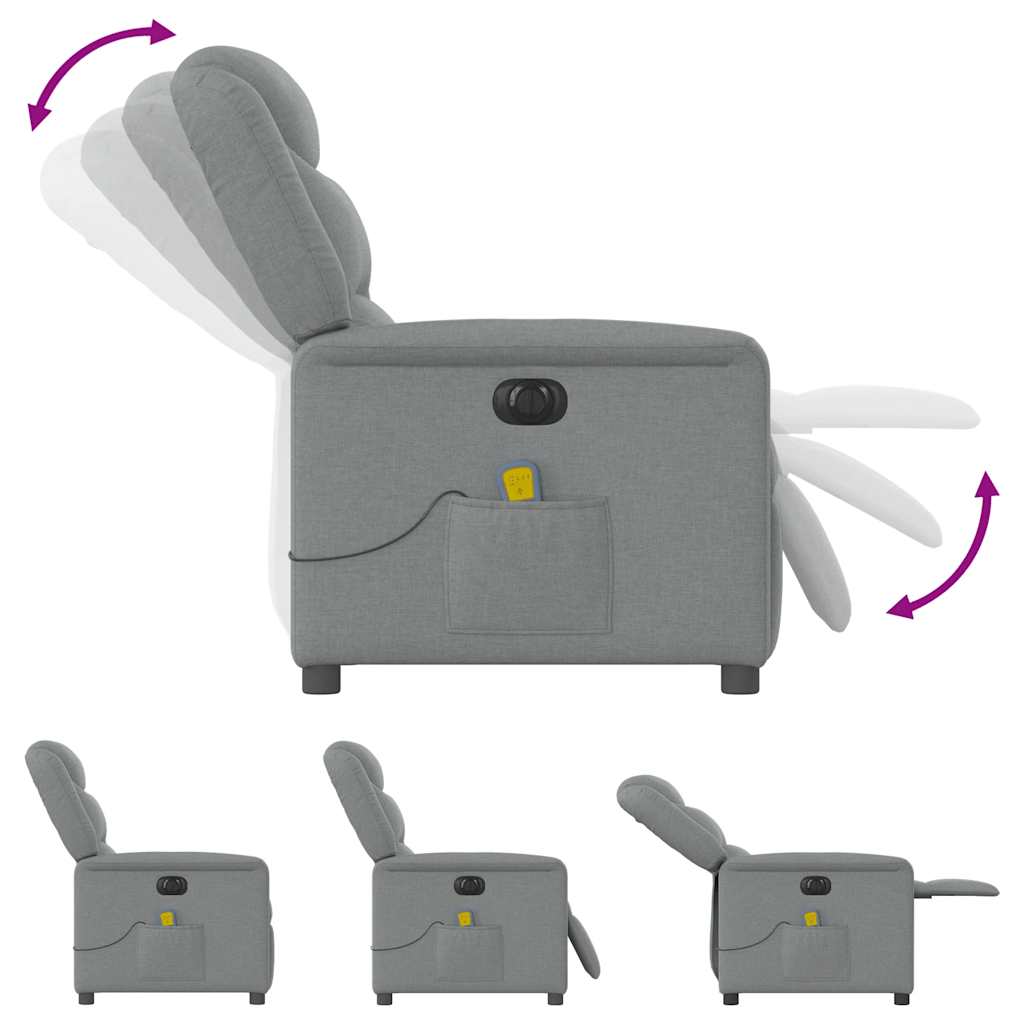 Fauteuil de massage inclinable électrique gris clair tissu - XIOS