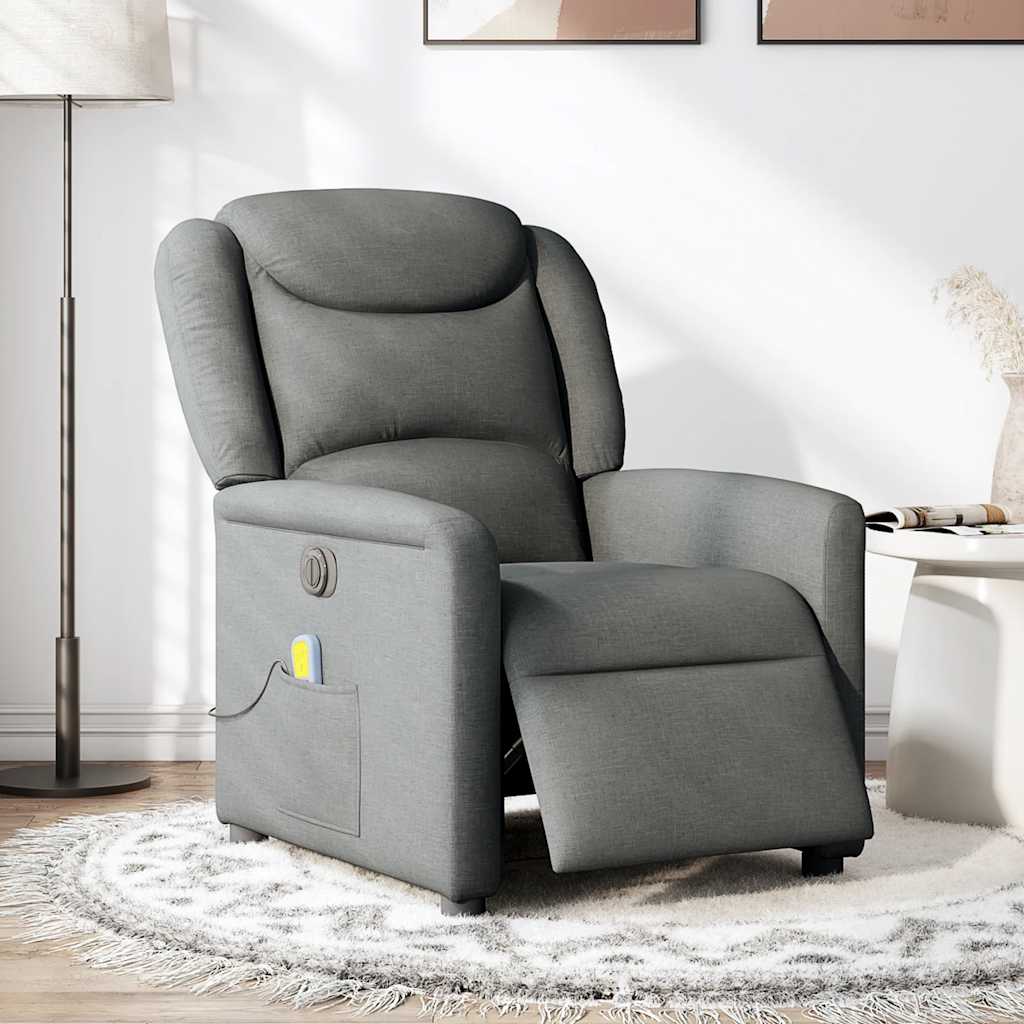 Fauteuil inclinable de massage électrique gris foncé tissu - XIOS