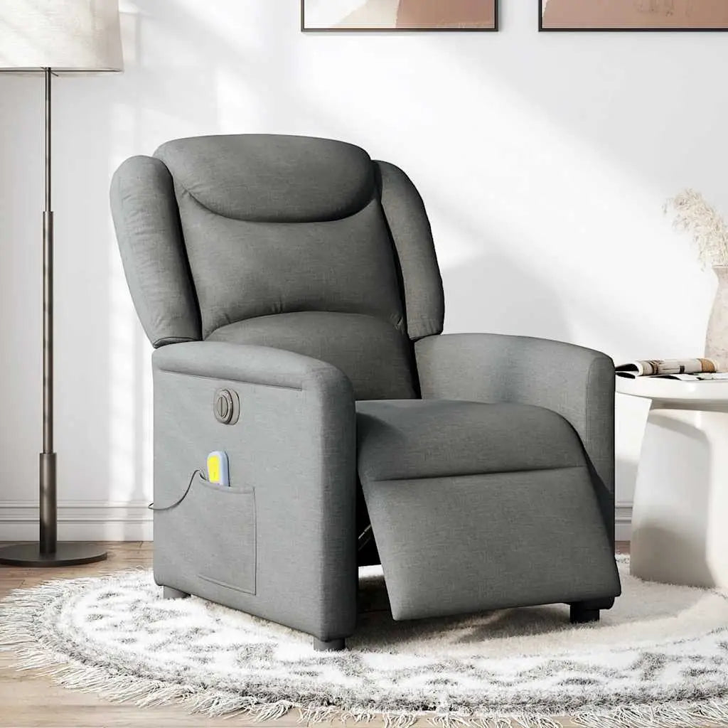 Fauteuil inclinable de massage électrique gris foncé tissu - XIOS