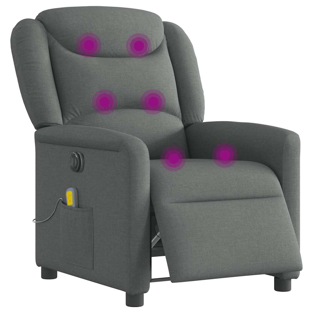 Fauteuil inclinable de massage électrique gris foncé tissu - XIOS