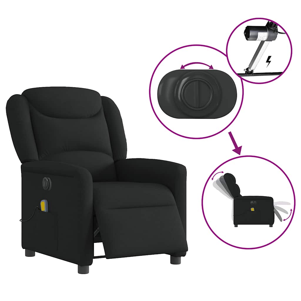 Fauteuil de massage inclinable électrique Noir Tissu - XIOS