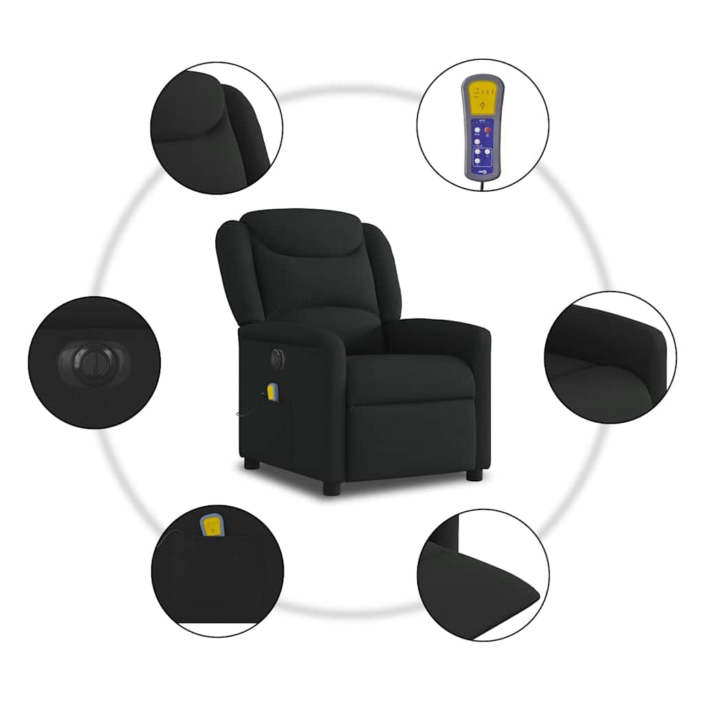 Fauteuil de massage inclinable électrique Noir Tissu - XIOS